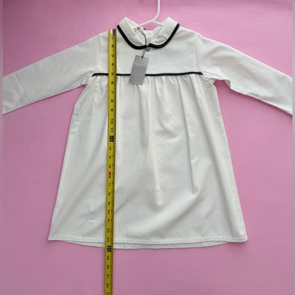 NWT Korean Clothing Brand Bemon| Toddler Girl's Classic White Dress |Size 5T - Picture 2 of 6